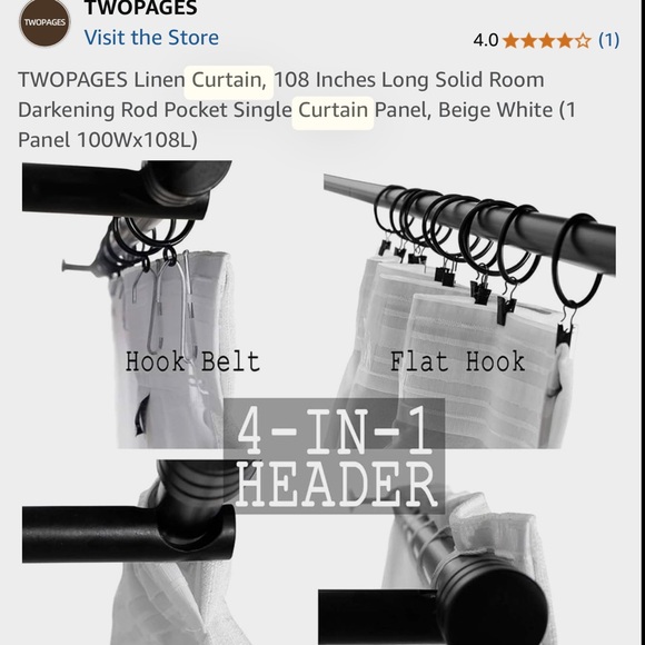 Beige White Linen Curtain Panel - Picture 5 of 6